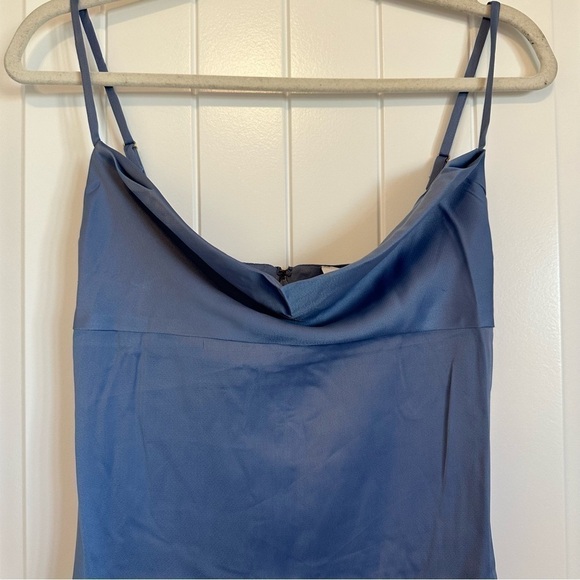 NWT WeWoreWhat blue satin charmeuse cowl midi dress strappy silky sexy - Picture 2 of 10